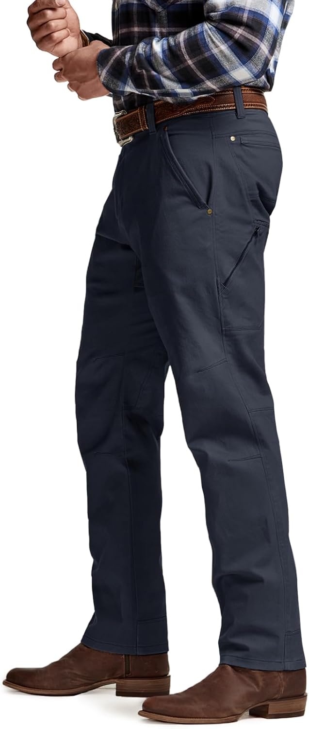 Men's Motion Utility Casual Pants Regular Fit Lightweight Work Pants Water Resistant Outdoor Stretch Pants with Pockets