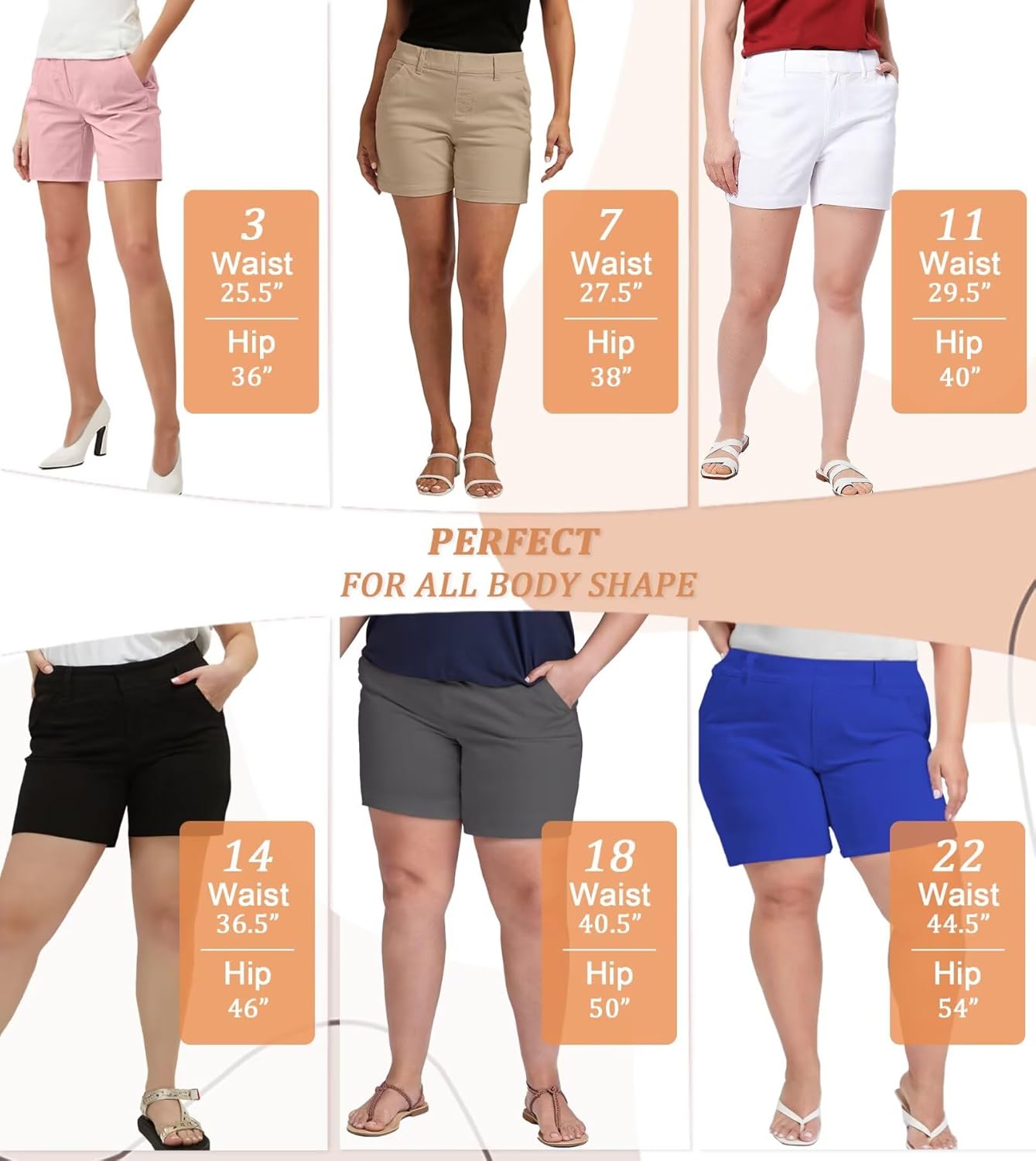 Womens Relaxed Comfy Breathable Stretch Walking Shorts with Pockets