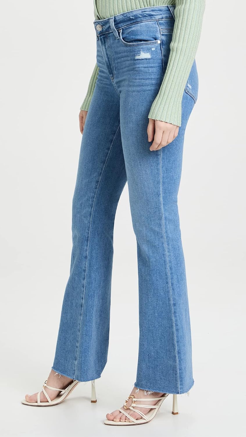 Women's High Rise Flare Leg in Folk Distressed