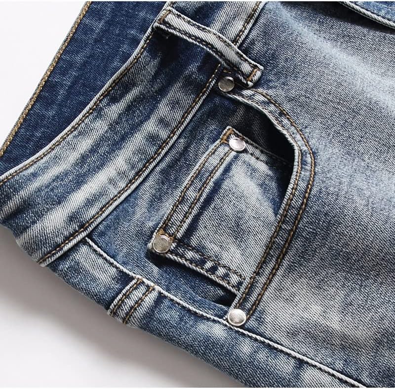 Splicing Slim Men's Tassel Jeans Street Pants Punk Patch Straight Leg