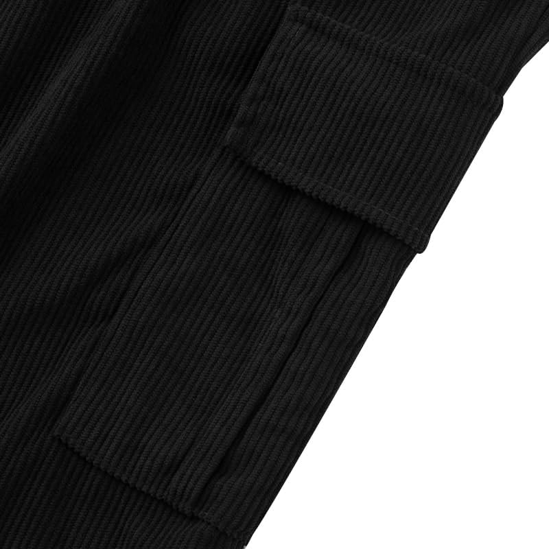 Men Autumn Winter Corduroy Pants Solid Color Fashion Drawstring Cargo Sweatpants with Multiple Pockets Plus Size