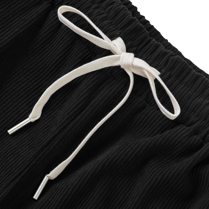Men Autumn Winter Corduroy Pants Solid Color Fashion Drawstring Cargo Sweatpants with Multiple Pockets Plus Size