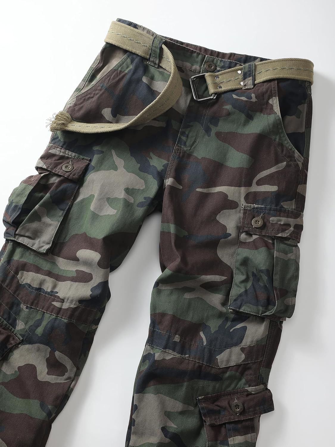 Men's Camo Cotton Casual Military Cargo Work Pants Tactical Combat Pockets Trousers