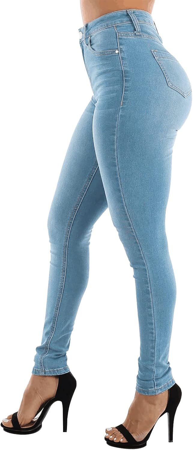 Womens Curvy High Waist Stretch Butt Lifting Skinny Colombian Jeans