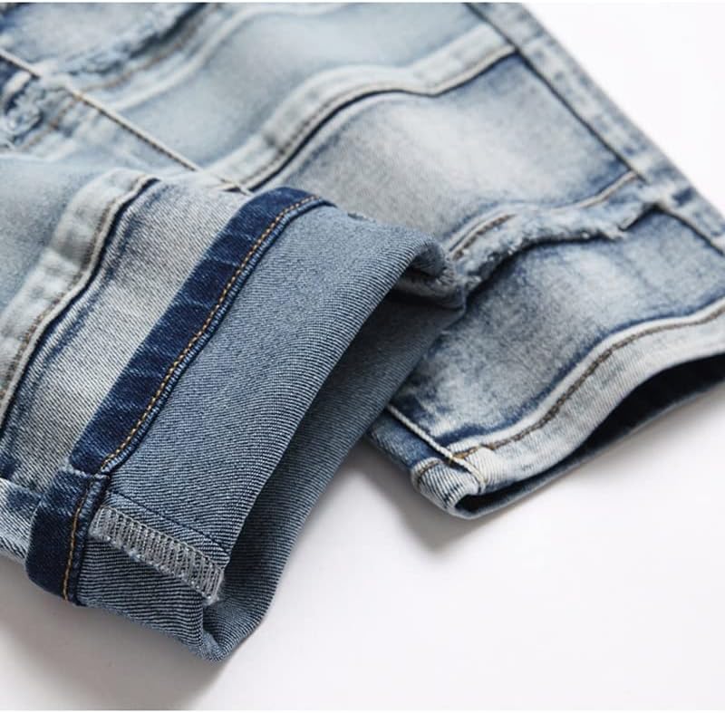 Splicing Slim Men's Tassel Jeans Street Pants Punk Patch Straight Leg