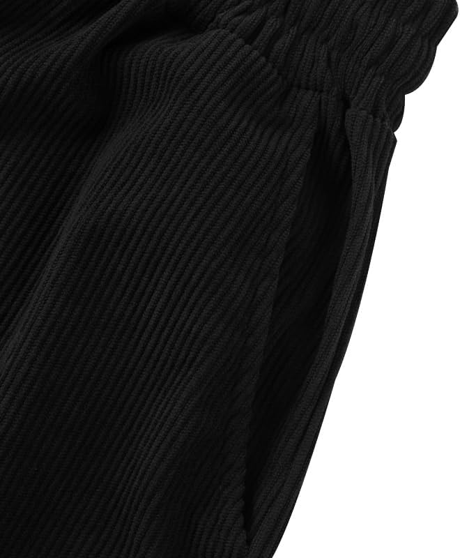Men Autumn Winter Corduroy Pants Solid Color Fashion Drawstring Cargo Sweatpants with Multiple Pockets Plus Size