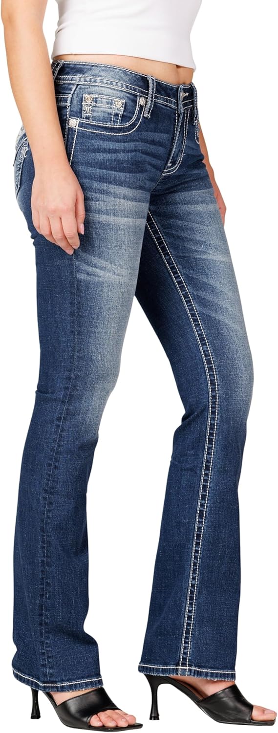 Women's Orion Faux Flap Pockets Mid-Rise Bootcut Jeans