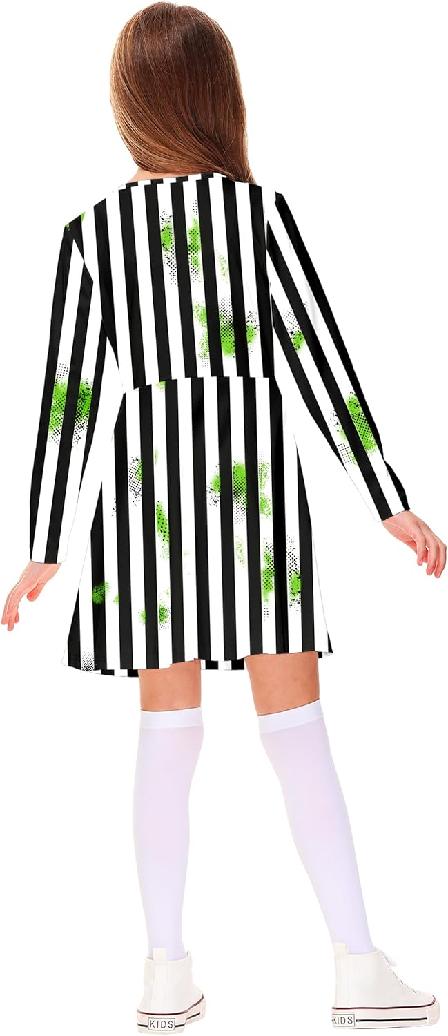 Halloween and Stripe Costume Dress Cosplay Printed Outfits One Piece Dress