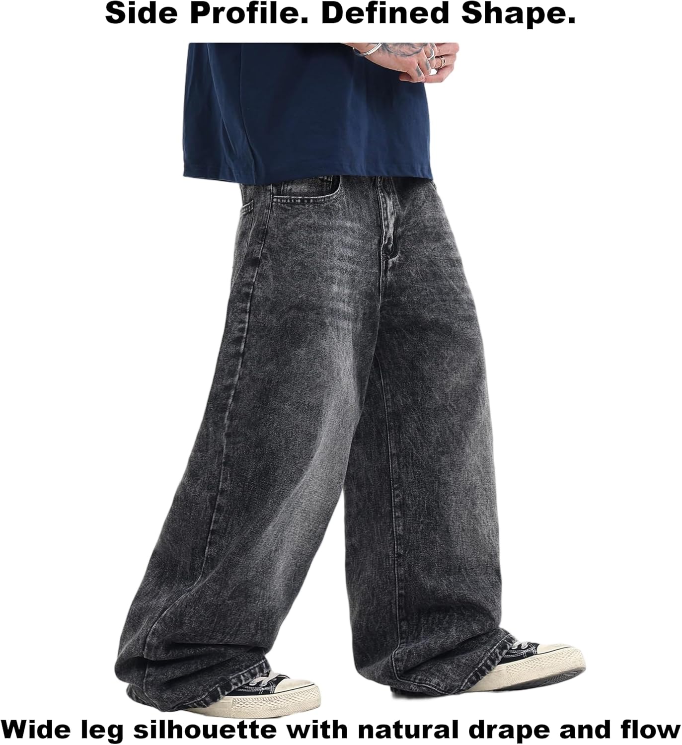 Baggy Jeans Men Wide Leg Graphic Pants Vintage Washed Loose Fit Y2K Streetwear