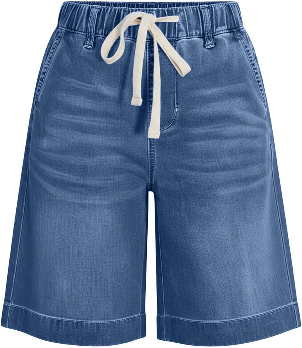 Drawstring Shorts Summer Casual Knee Length Baggy Y2k Jorts Cute High Waisted Bermuda Shorts with Pockets