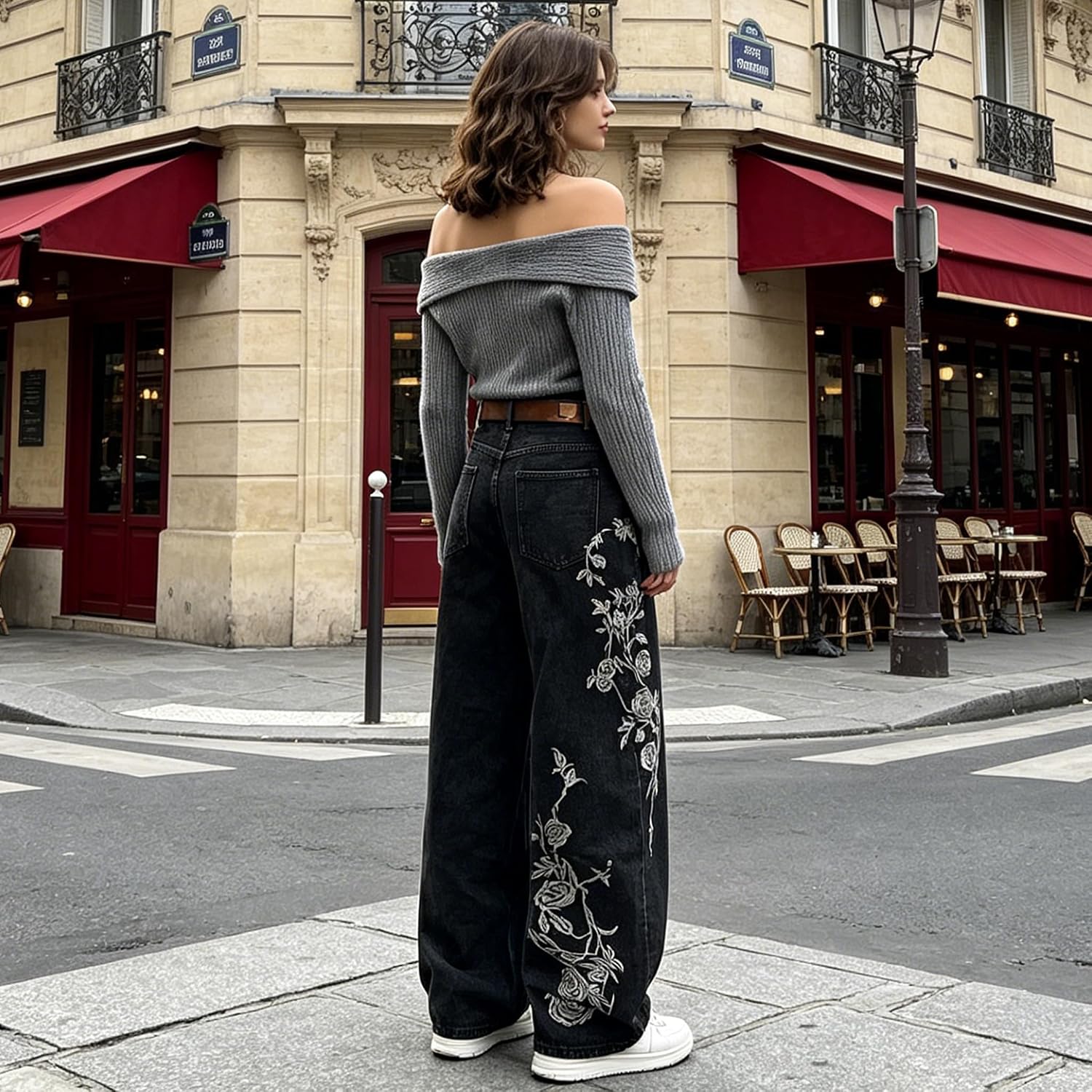 Women 's Baggy Wide Leg Jeans Y2K Loose Fit Streetwear Pants