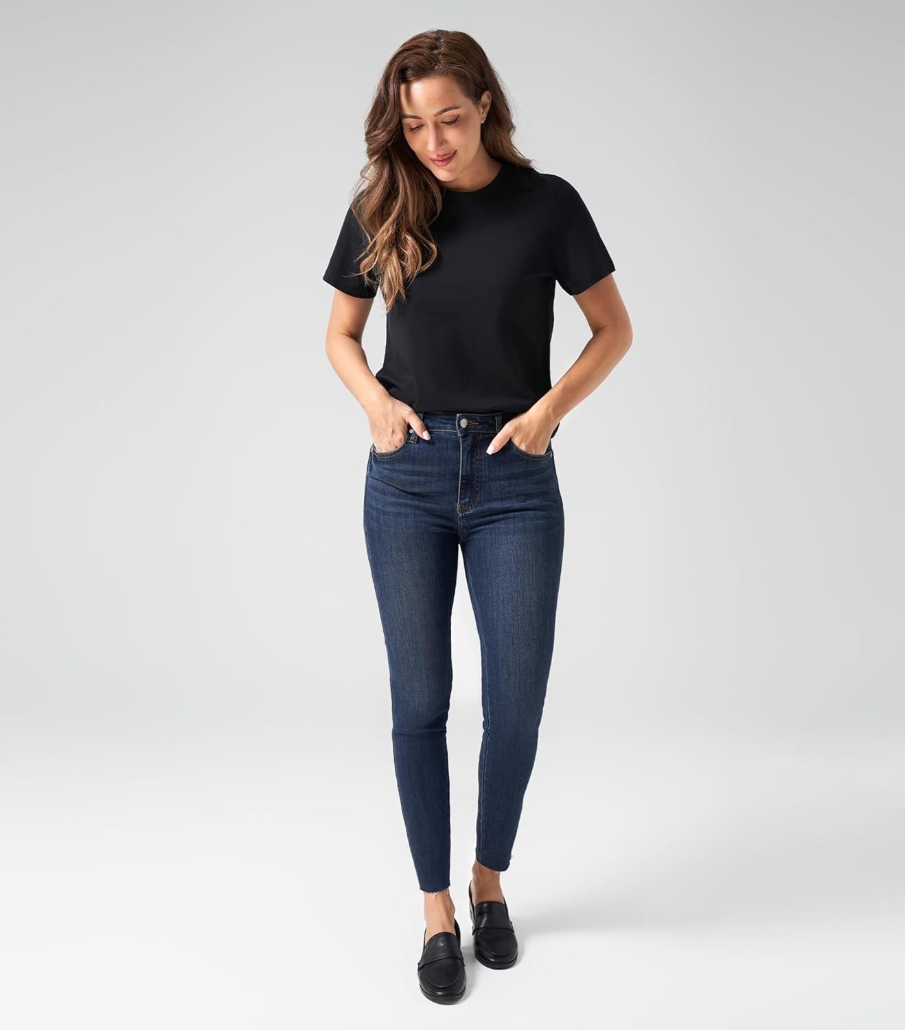 Ultra Soft Skinny Jeans for Women Skin-Friendly High-Waisted Jeggings Stretch Raw Hem
