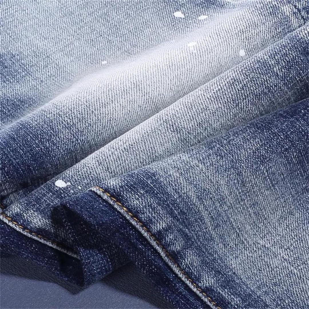 Men's Wrinkled Washed Slim Fit Jeans Elastic Casual Pants