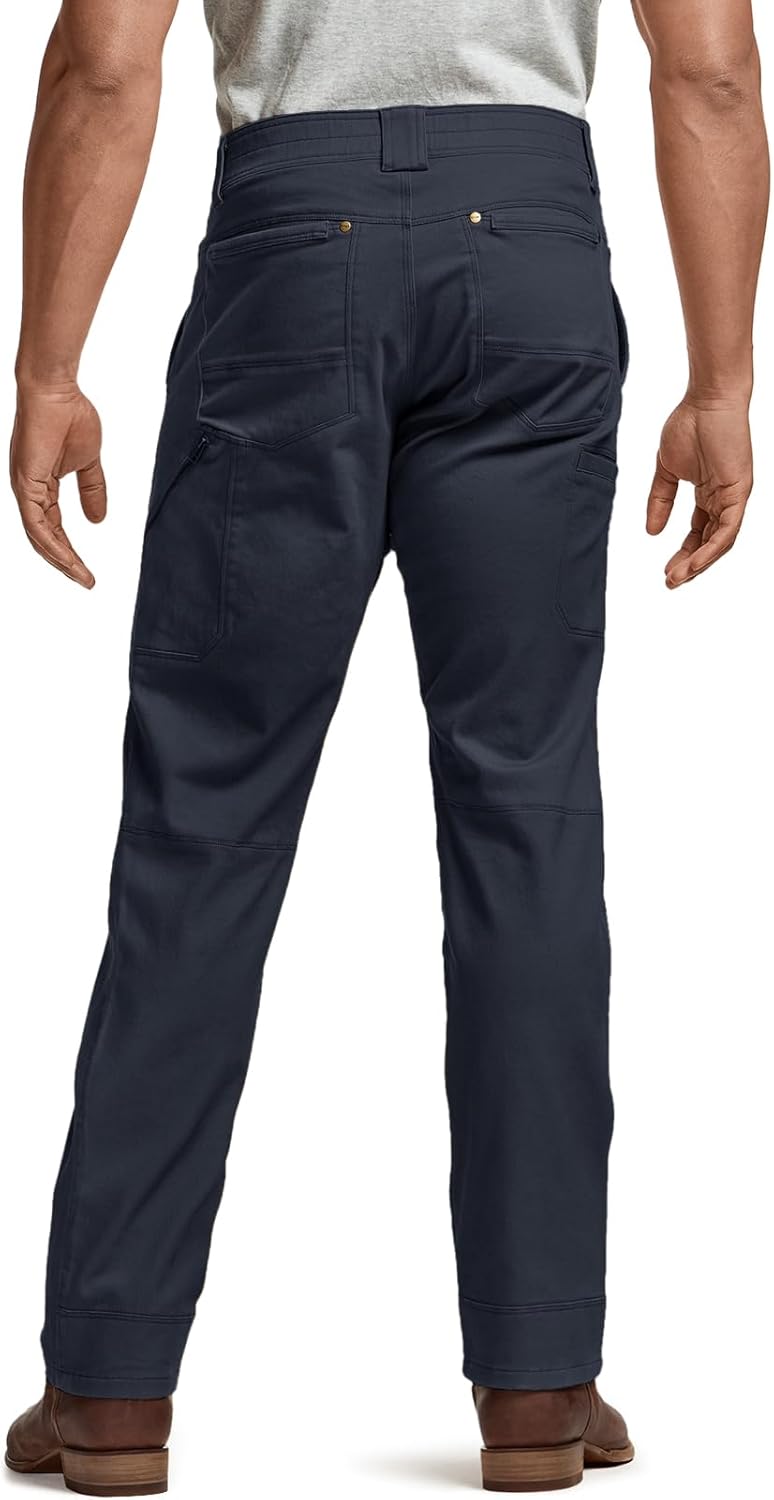 Men's Motion Utility Casual Pants Regular Fit Lightweight Work Pants Water Resistant Outdoor Stretch Pants with Pockets