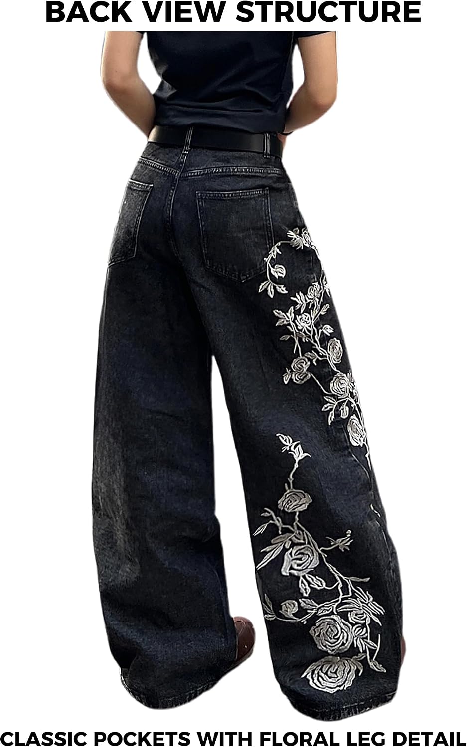 Women 's Baggy Wide Leg Jeans Y2K Loose Fit Streetwear Pants