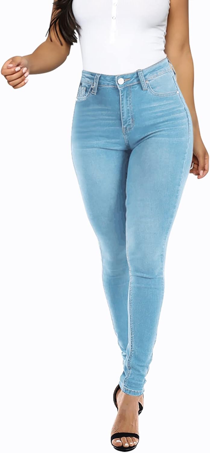 Womens Curvy High Waist Stretch Butt Lifting Skinny Colombian Jeans