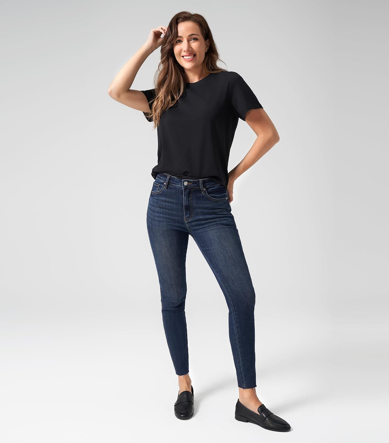 Ultra Soft Skinny Jeans for Women Skin-Friendly High-Waisted Jeggings Stretch Raw Hem