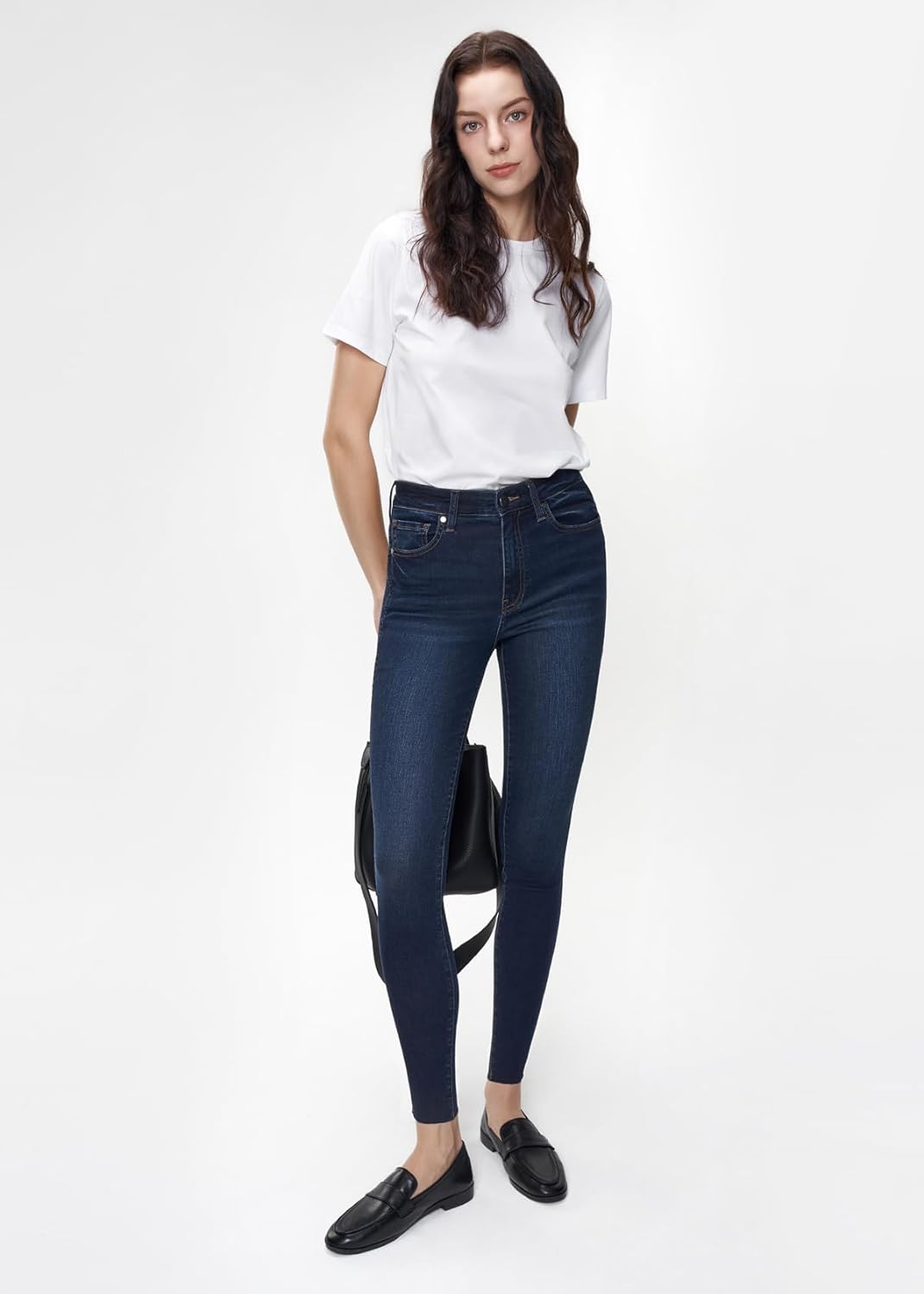 Ultra Soft Skinny Jeans for Women Skin-Friendly High-Waisted Jeggings Stretch Raw Hem