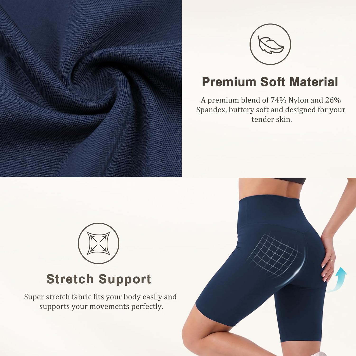 Women's Biker Workout Shorts Compression Shorts High Waisted Tummy Control Athletic Short for Volleyball Yoga Gym