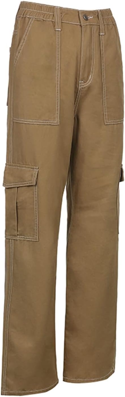 High Waisted Cargo Pants for Women Casual Wide Leg Trousers Baggy Stretch Y2k Cargo Jeans with Pockets